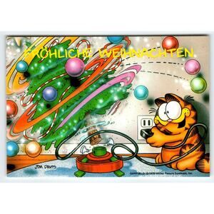 Vintage 1978 Garfield Christmas Postcard Jim Davis German Print 6x4